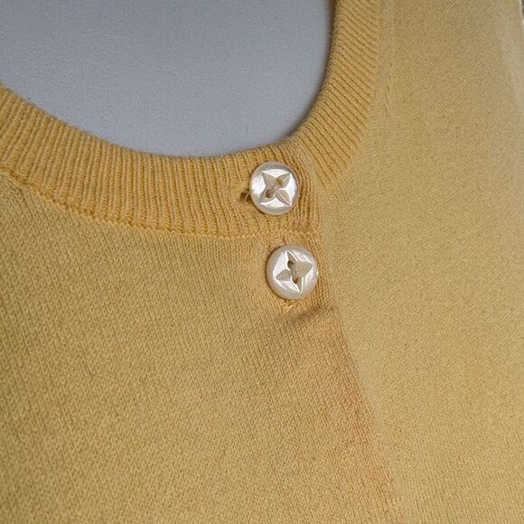 VTG 90s Y2K J. Crew Preppy Light Pale Yellow Women's Cardigan Sweater XL - Picture 3 of 7